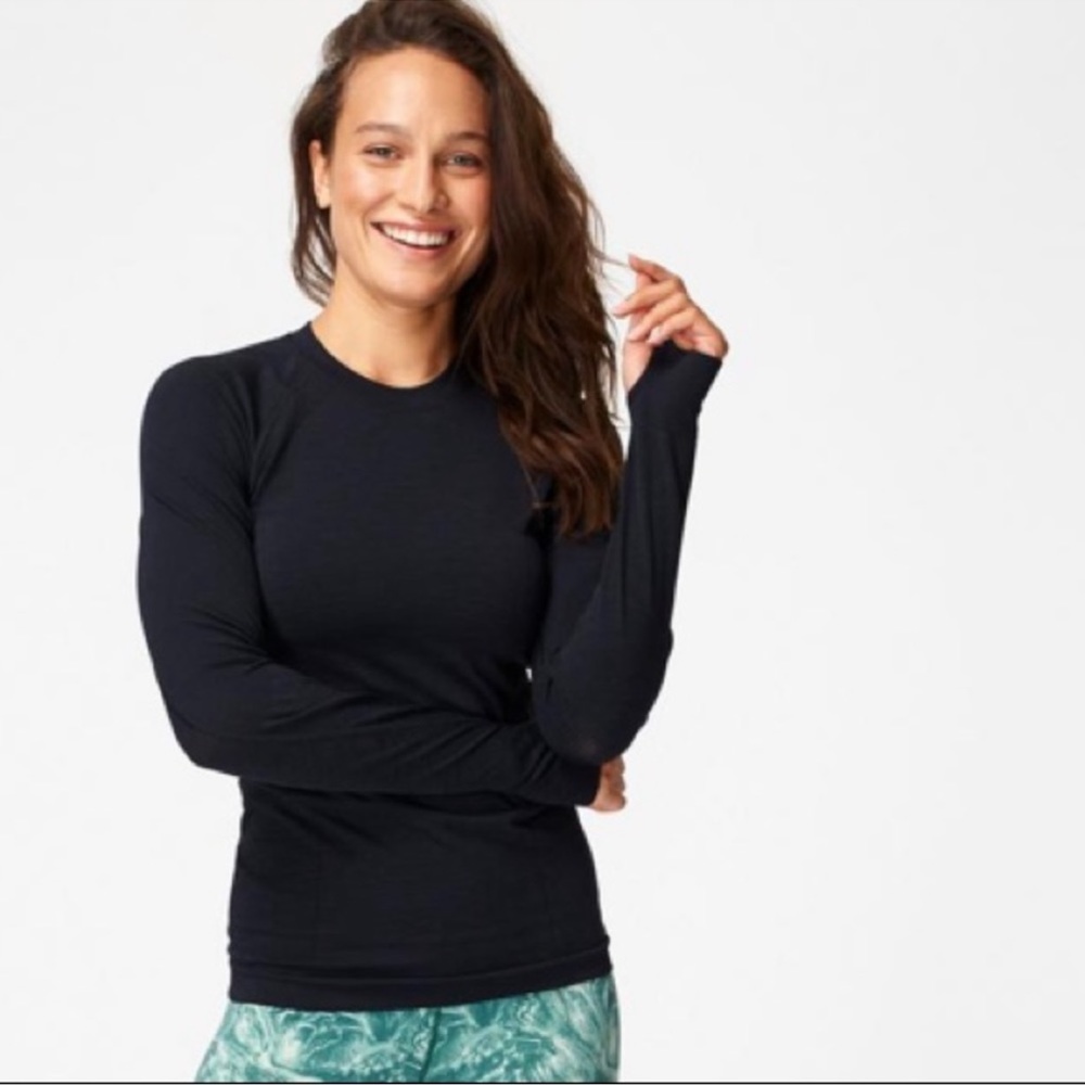 SWEATY BETTY ATHLETE SEAMLESS LONG SLEEVE WORKOUT TOP - BLACK S